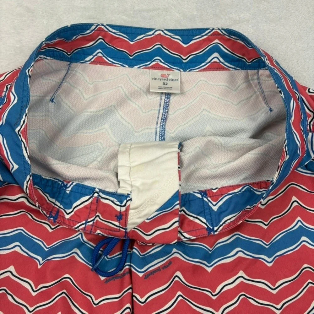 Vineyard Vines Mens 32 Zig‎ Zag Swim Trunks Quick‑Dry Drawstring Casual Beach